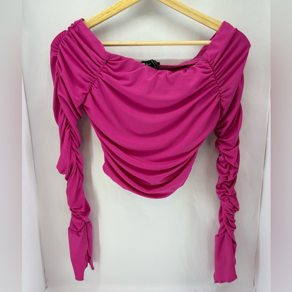 Pink long sleeve off the shoulder top
